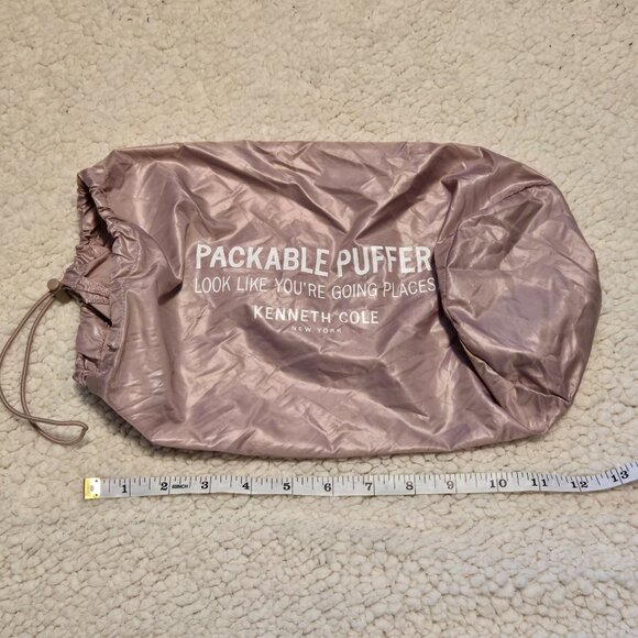 Kenneth Cole Packable Hooded Women's Puffer Jacket in Pink with Bag Size XL - Picture 8 of 9
